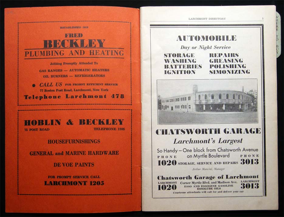 Larchmont Only Directory & Business Guide 1935 Winter 1936 by