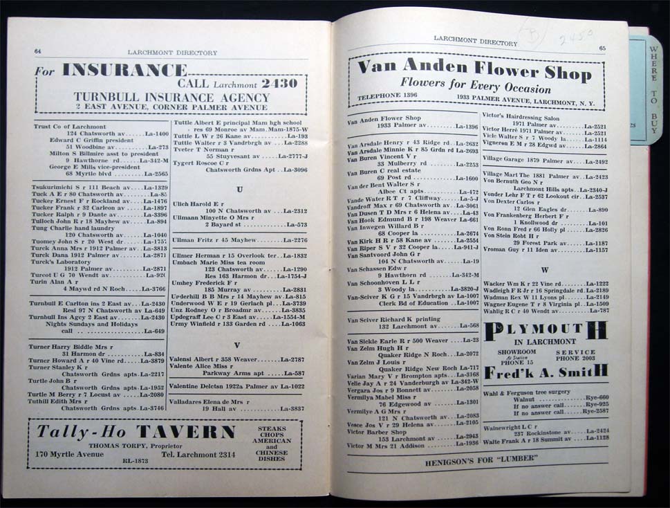 Larchmont Only Directory & Business Guide 1935 Winter 1936 by