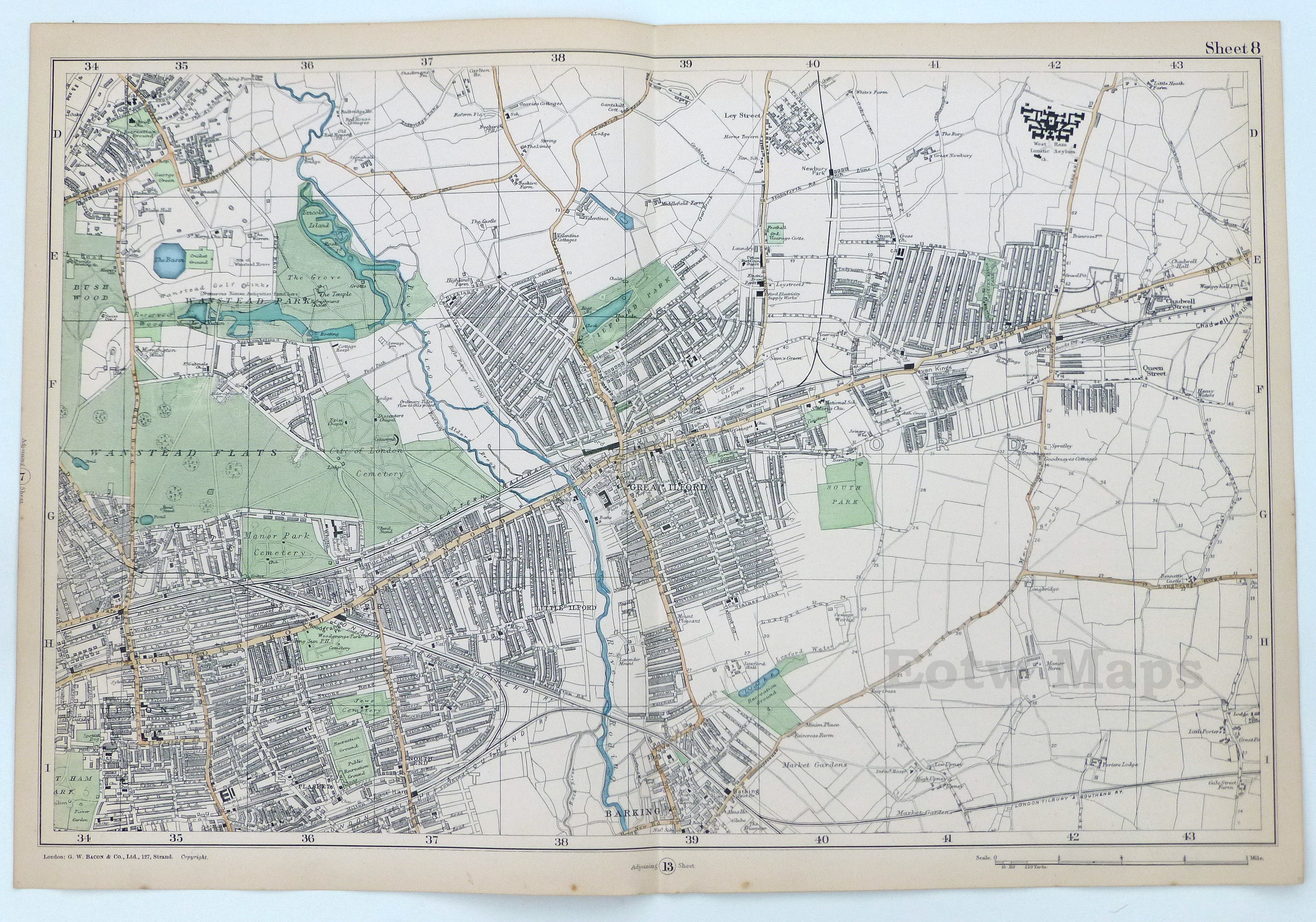 Forest Gate London Map London - Forest Gate, Wanstead, Ilford - Original Antique Map From Bacon's  London & Suburbs, 4" Per Mile Scale.: (1906) Map | End Of The World Maps.