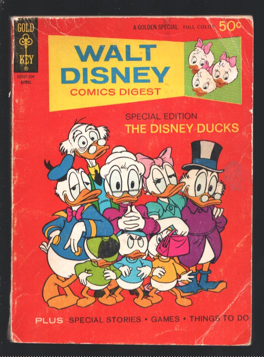 Walt Disney Comics Digest #34 1972-Carl Barks art-Donald Duck-Uncle Scrooge-Mickey-Comics-stories-puzzles-VG [Very Good] [Softcover]