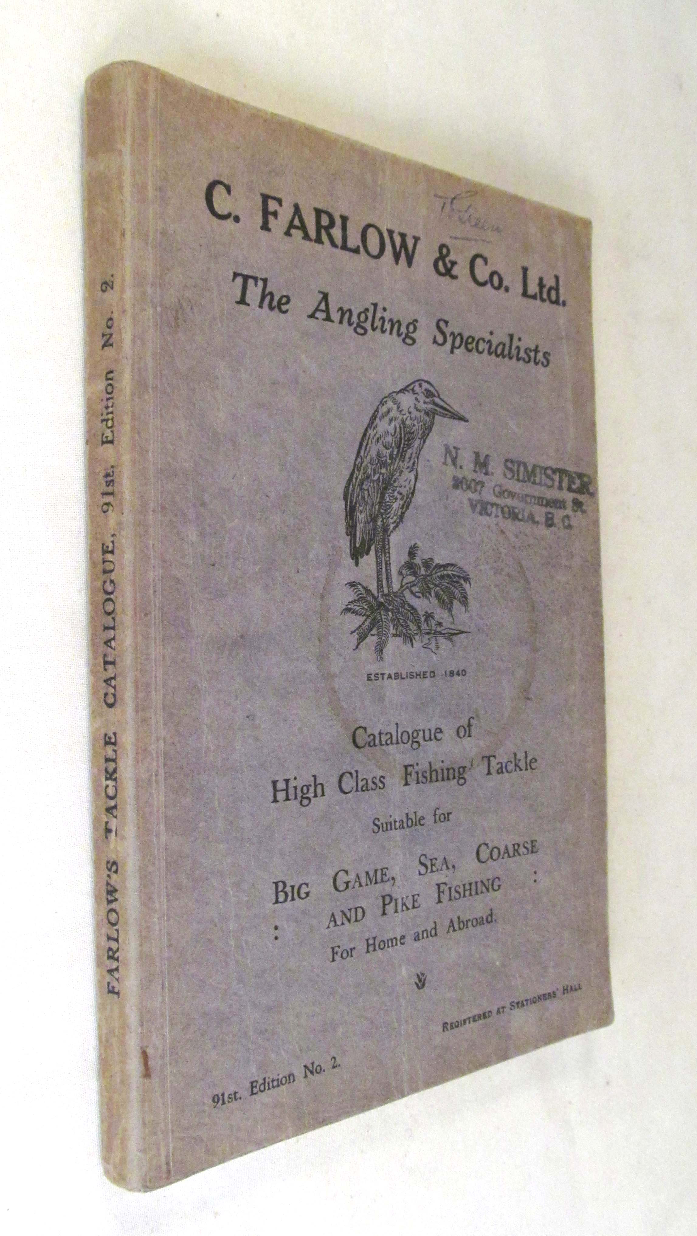 Hardy Anglers Guide 1923 fishing tackle catalogue for collector