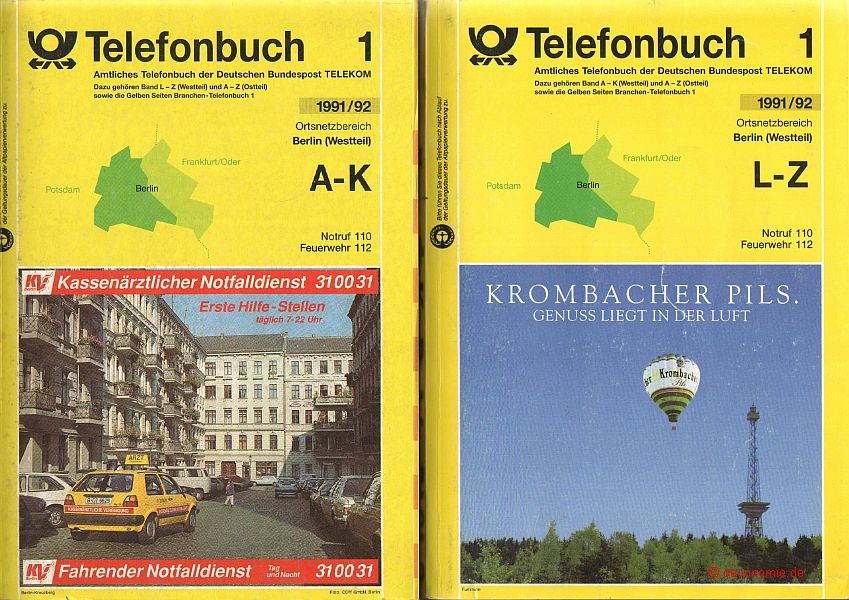 Amtliches Telefonbuch der Deutschen Bundespost Telekom 1991/92