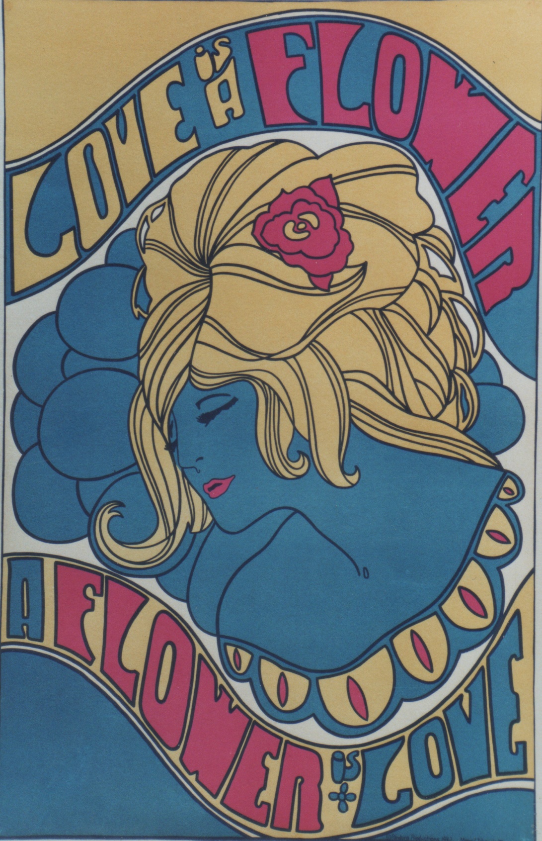 "LOVE IS A FLOWER / A FLOWER IS LOVE" Affiche U.S. originale entoilée / Sérigraphie de MYERS / JOHANSEN III / PANDORA PRODUCTIONS (1967) [Très bon]