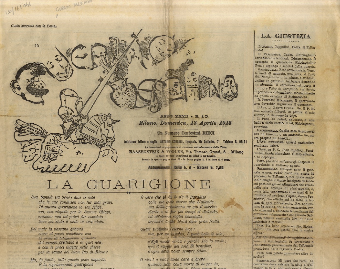 Abebooks GUERIN Meschino. Anno XXXII. Num. 15. Milano domenica 13 aprile 1913