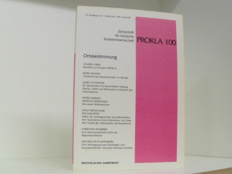 Prokla 100. Zeitschrift für kritische Sozialwissenschaft: Ortsbestimmung - Elmar, Altvater