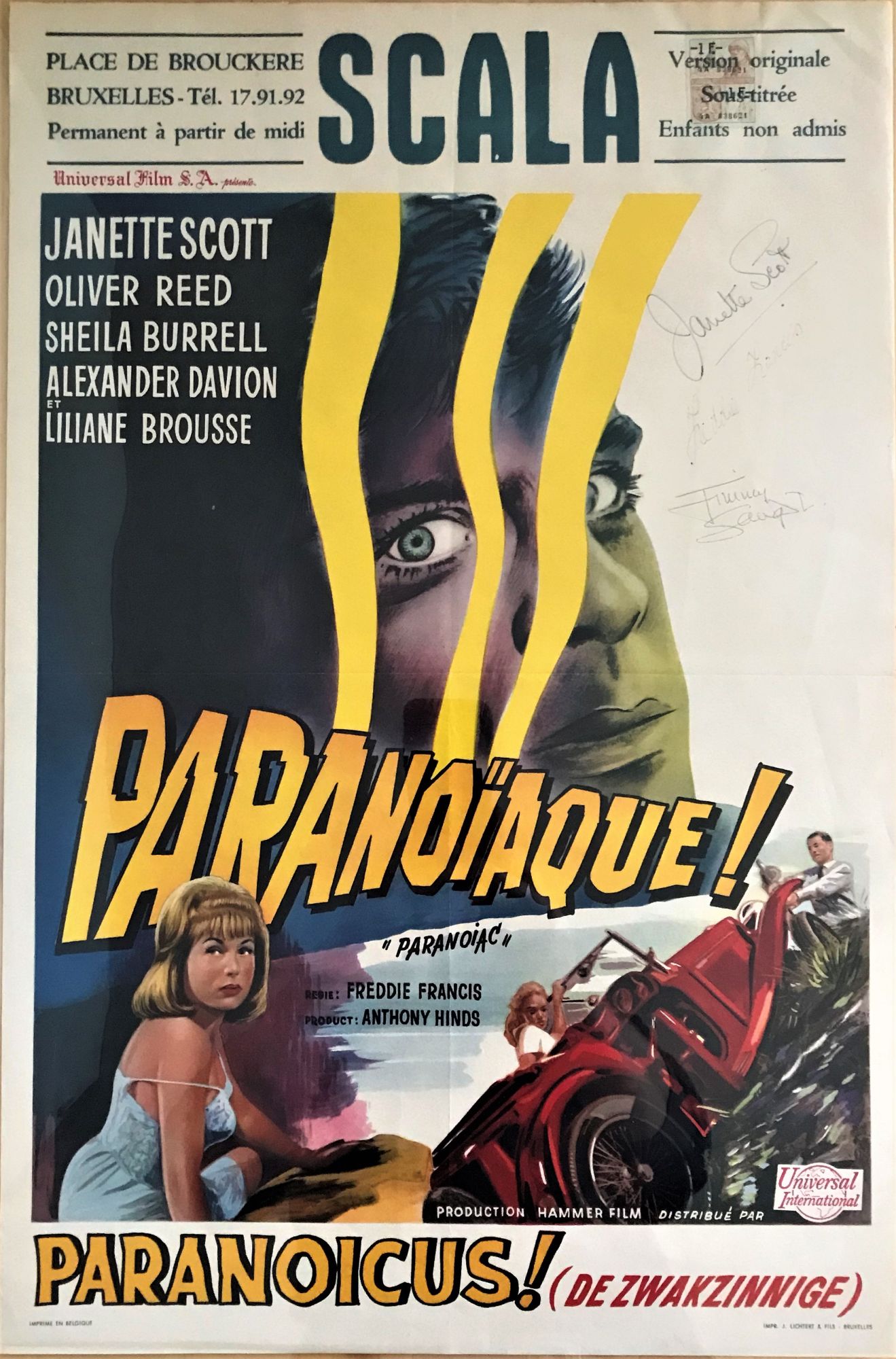 Hammer Studios Paranoiac By Movie Poster Signed By Author S Art Nbsp Nbsp Print Nbsp Nbsp Poster Adrian Harrington Ltd Pbfa Aba Ilab