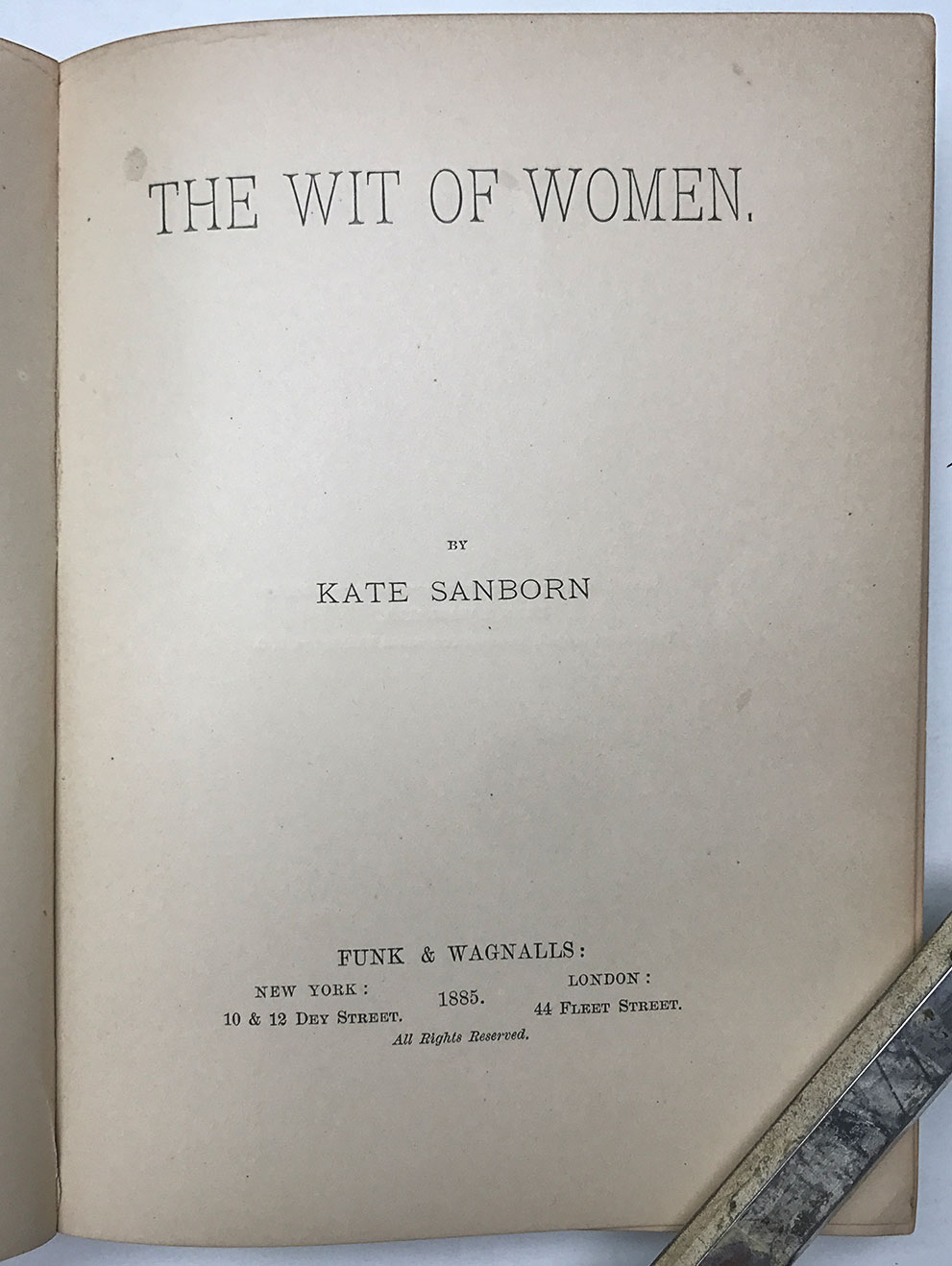 Wit of Women by Sanborn, Kate: Very Good Hardcover (1885) 1st Edition ...