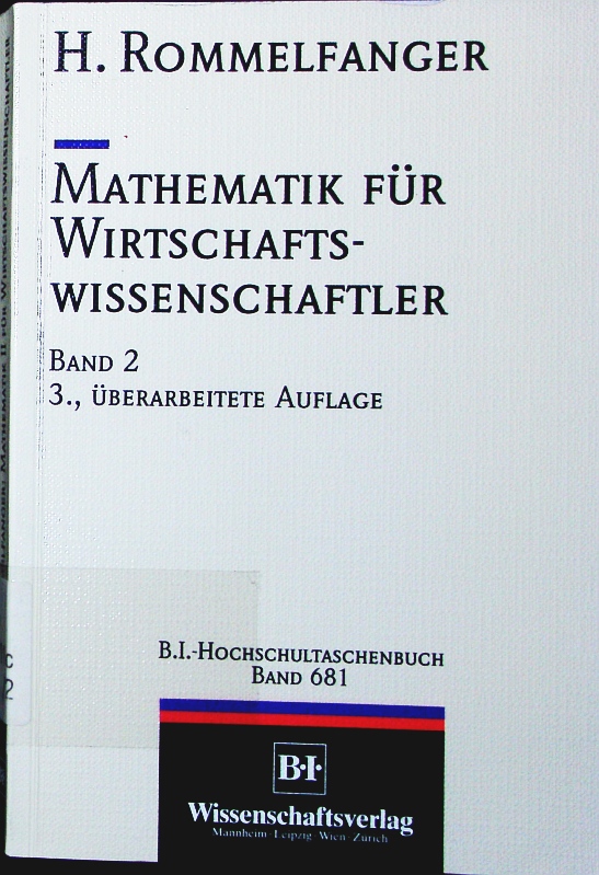 Mathematik für Wirtschaftswissenschaftler. - 2. - o.A.,