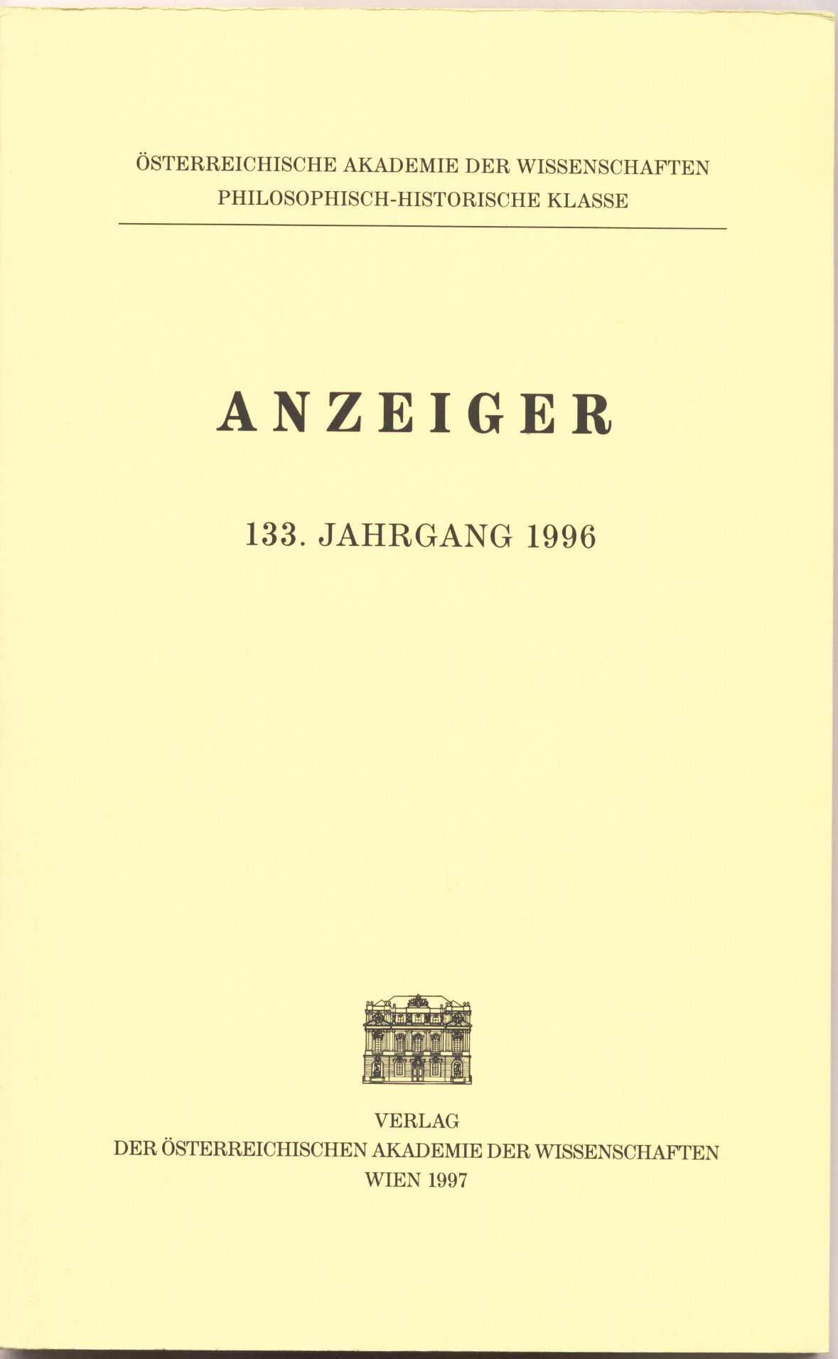 Anzeiger 133. Jahrgang 1966 - Österreichische Akademie der Wissenschaften