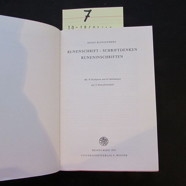 Runenschrift, Schriftdenken, Runeninschriften - Klingenberg, Heinz