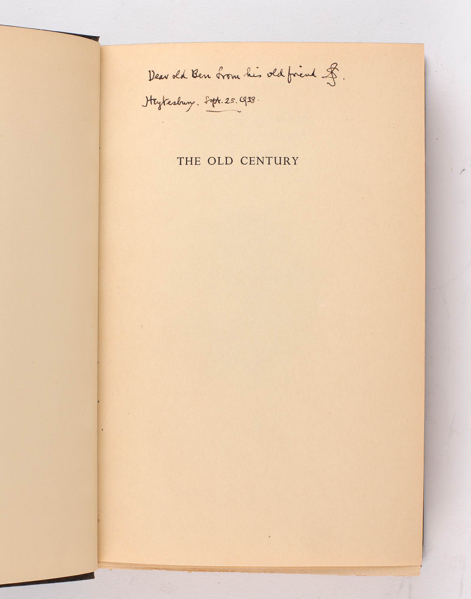 THE OLD CENTURY And Seven More Years by SASSOON, Siegfried: (1938 ...
