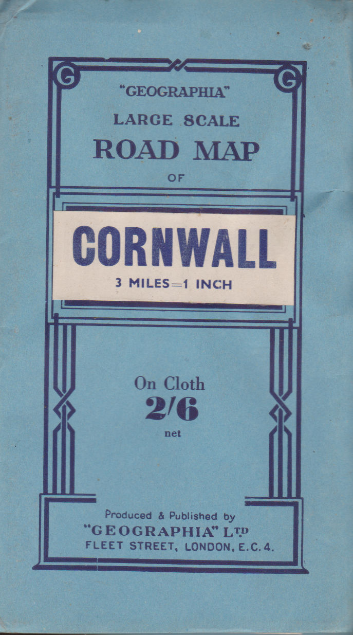 Large Scale Road Map of Cornwall 3 Miles 1 Inch Geographica Barnebys