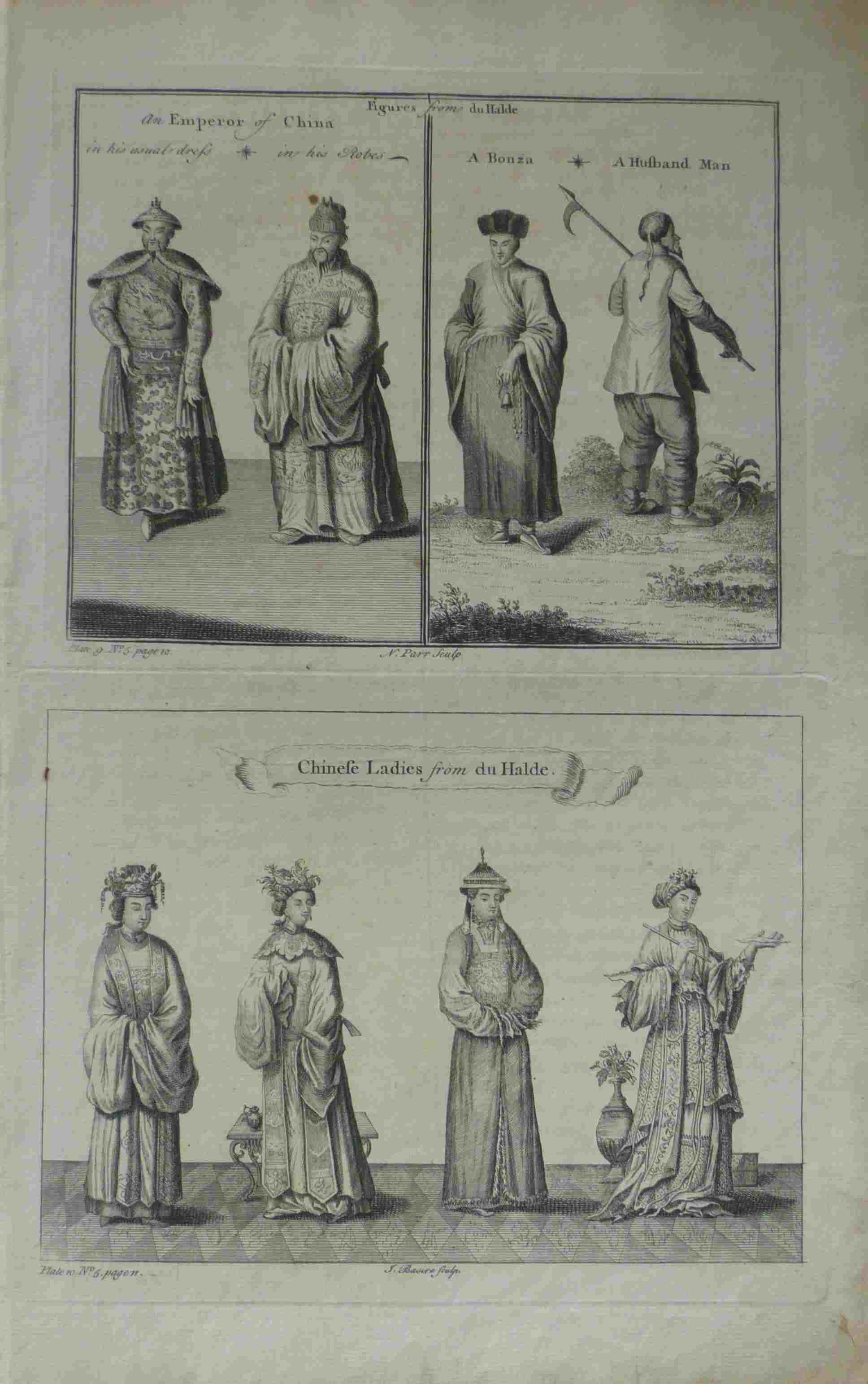 An Emperor of China. In His Usual Dress. In His Robes. A Bonza. A Husband Man. Chinese Ladies. Original engraved Print. Antique Engraving [ ]
