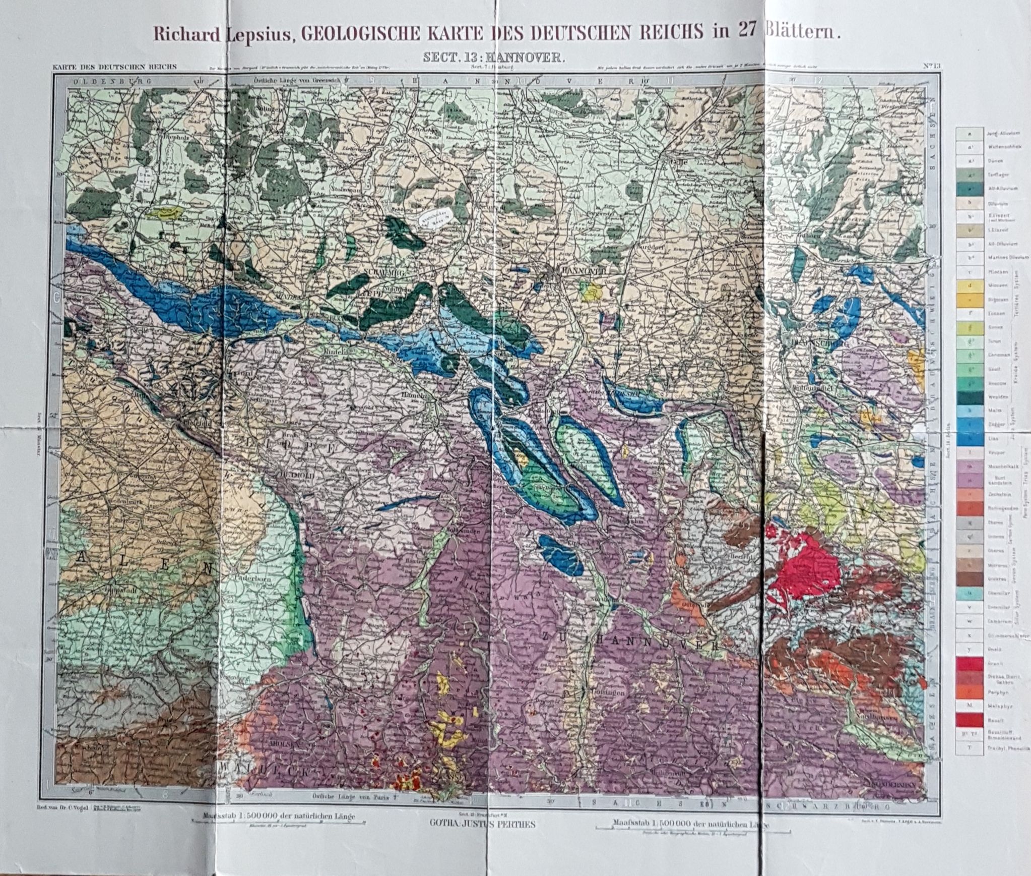 Geologische Karte des Deutschen Reiches: Sect. 13 Hannover von Lepsius