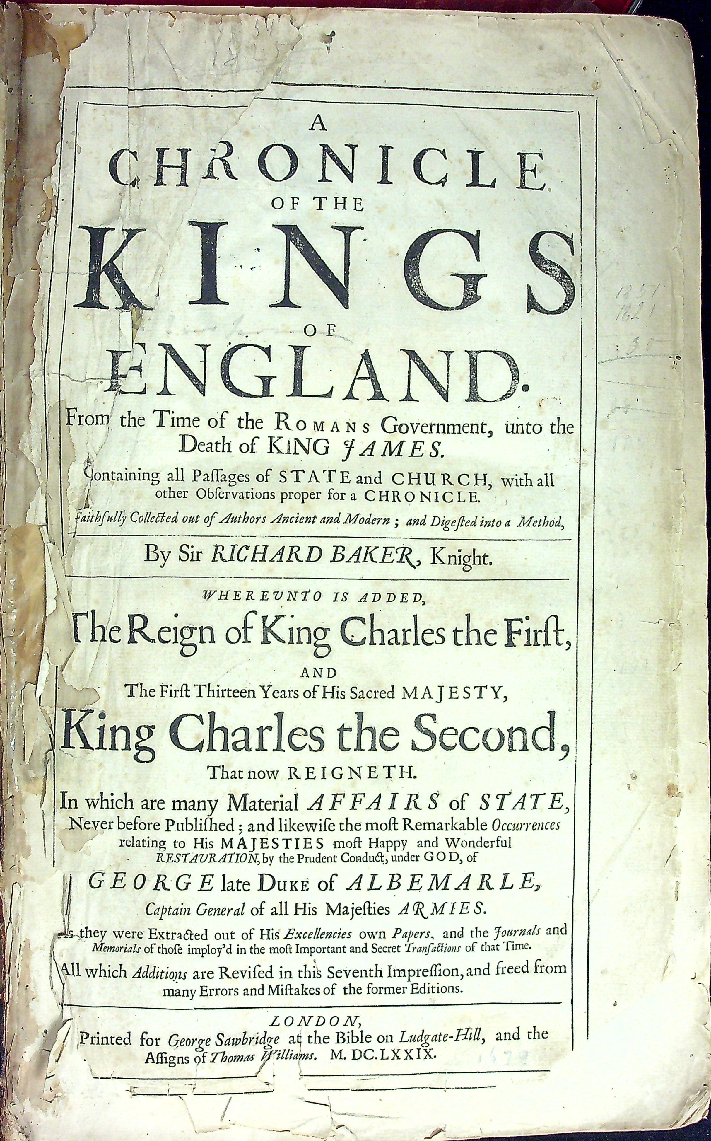 A Chronicle of the Kings of England, From the Time of the A Chronicle of the Kings of England, From the Time of the