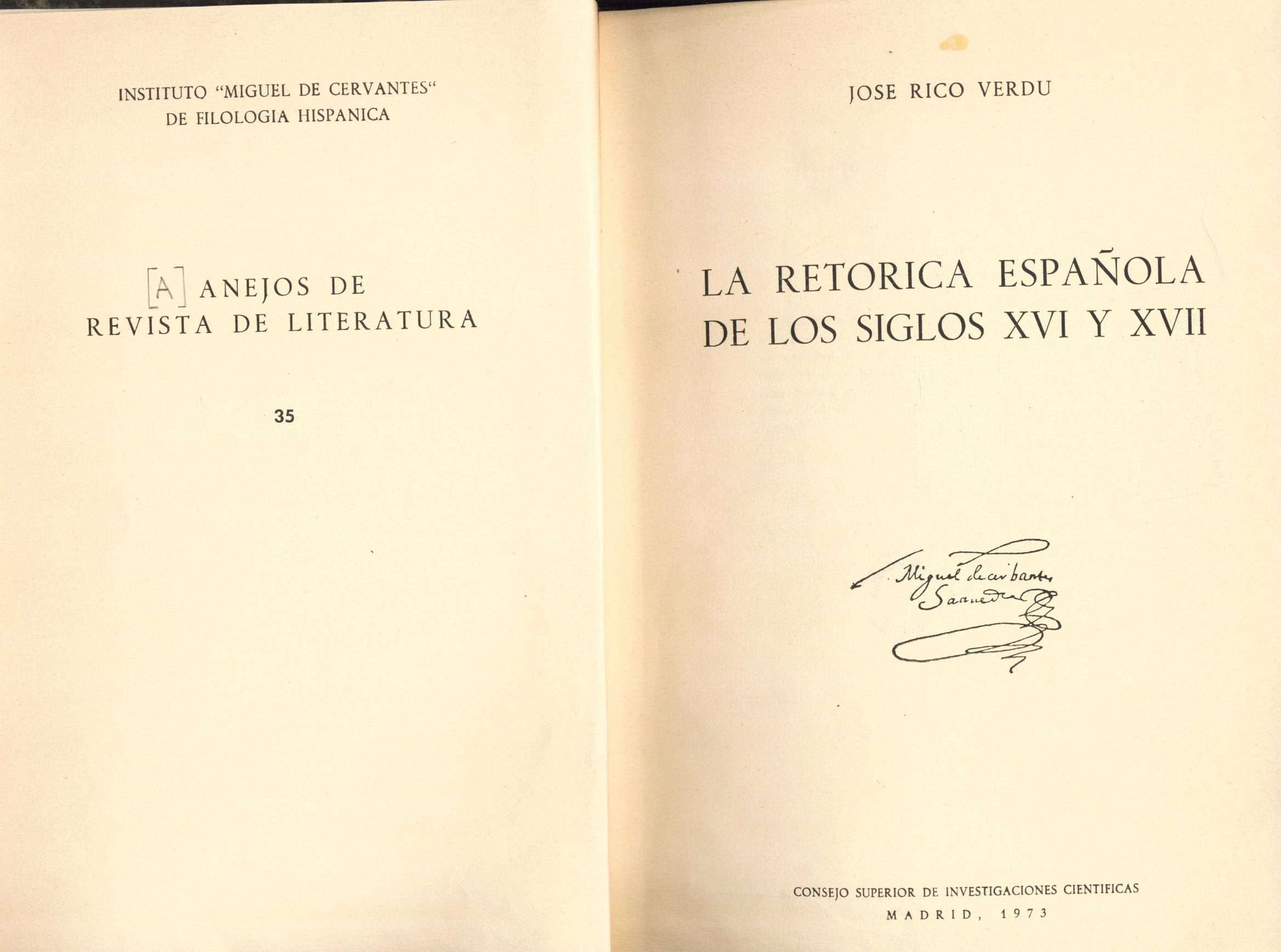 La Retorica Espanola de los Siglos XVI Y XVII by Verdu, Jose Rico:: Gut ...