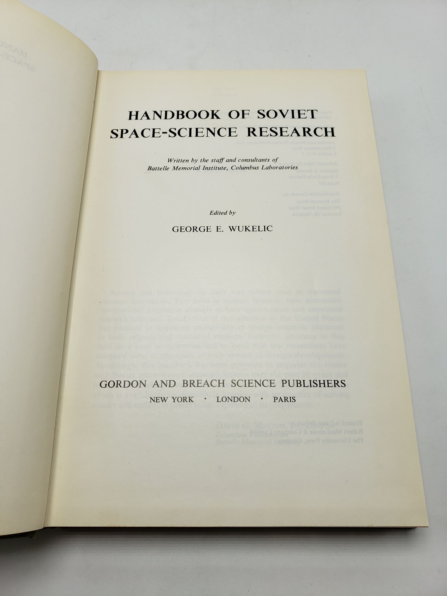 Handbook of Soviet Space-science Research by George E. Wukelic (Editor ...