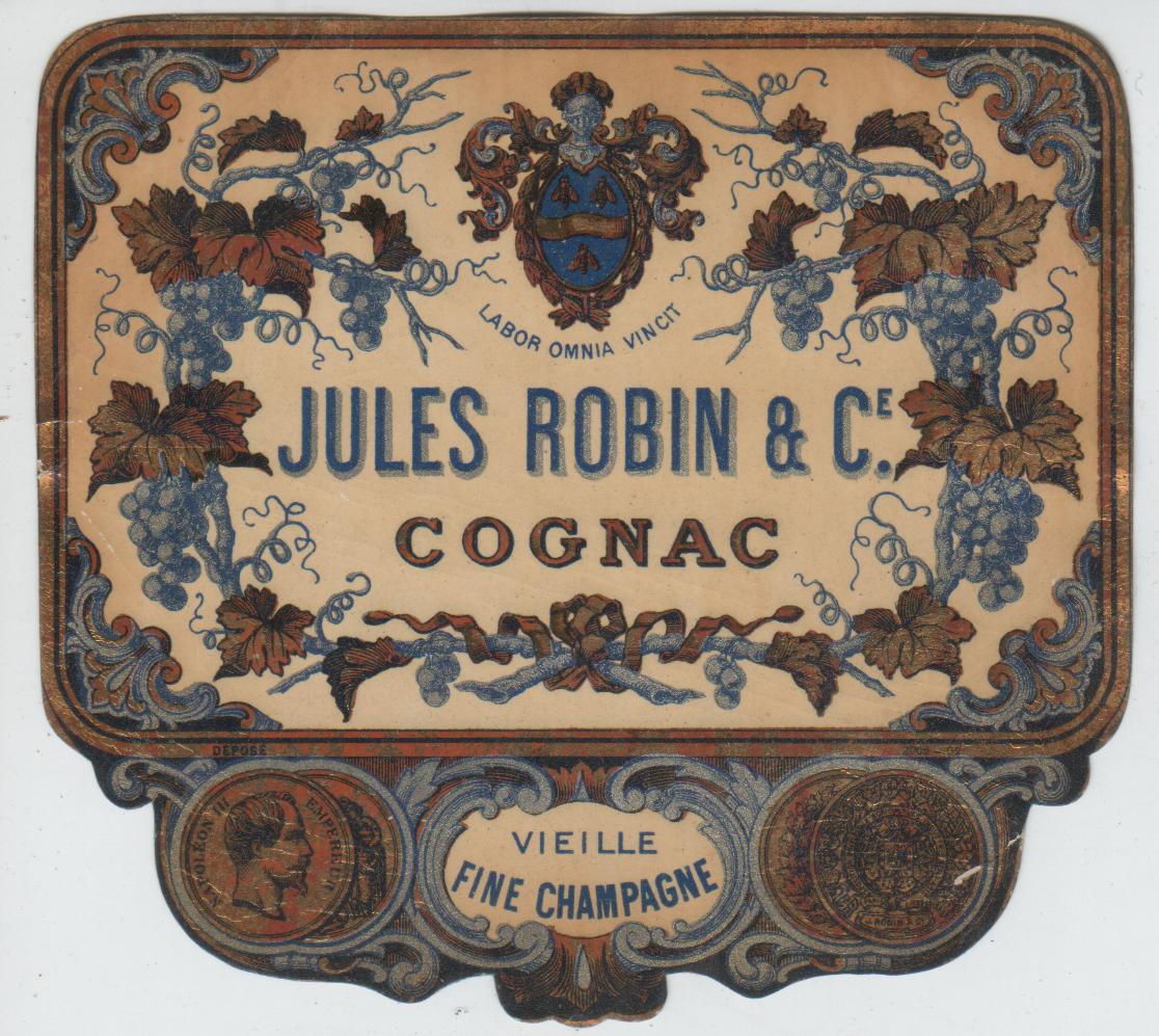 "VIEILLE FINE CHAMPAGNE JULES ROBIN & C° COGNAC" Etiquette-chromo originale (1862) [Fine]