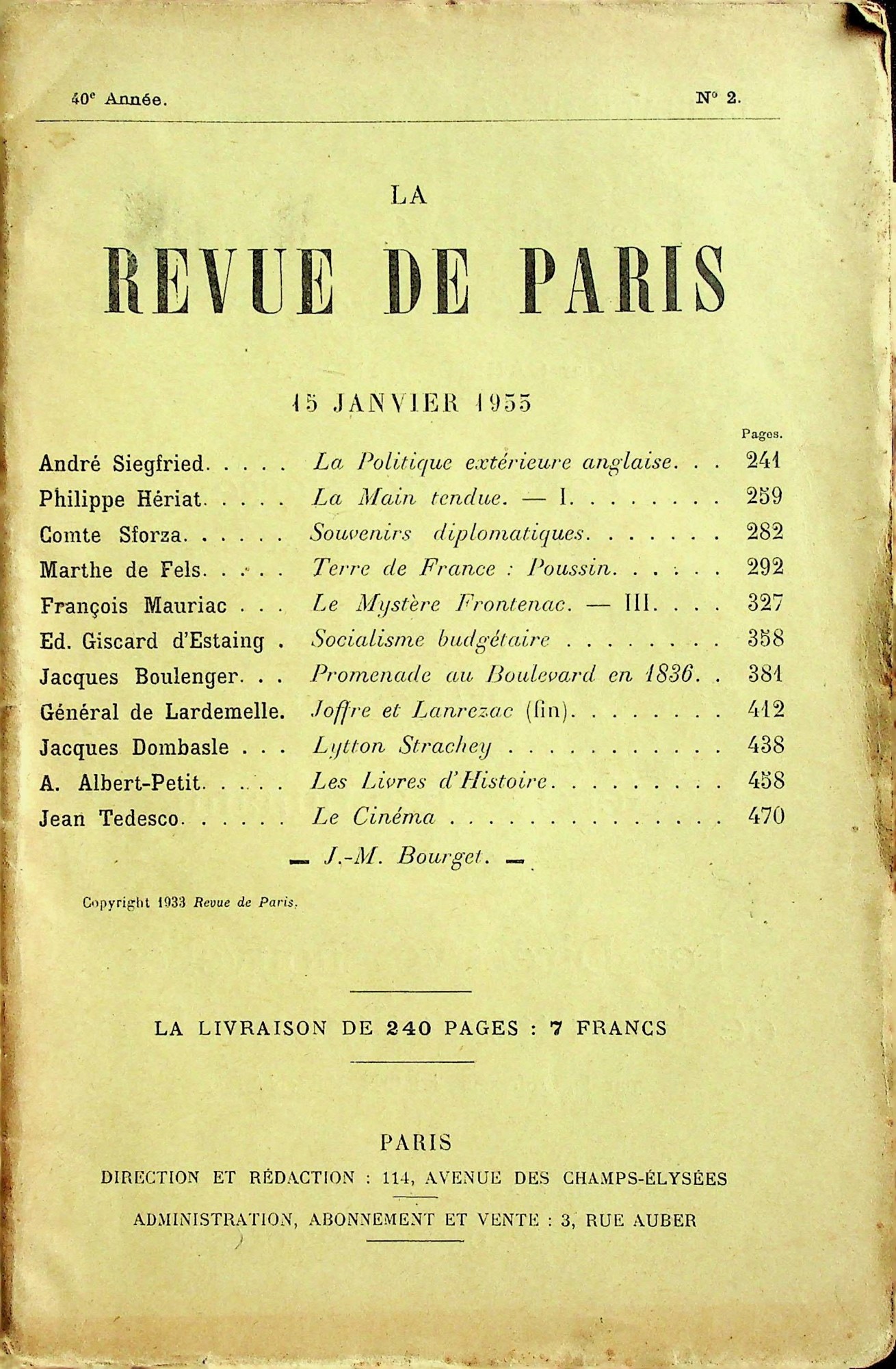 La Revie de Paris - 15 Janvier 1955: Good (1955) First. | Stanley Louis ...