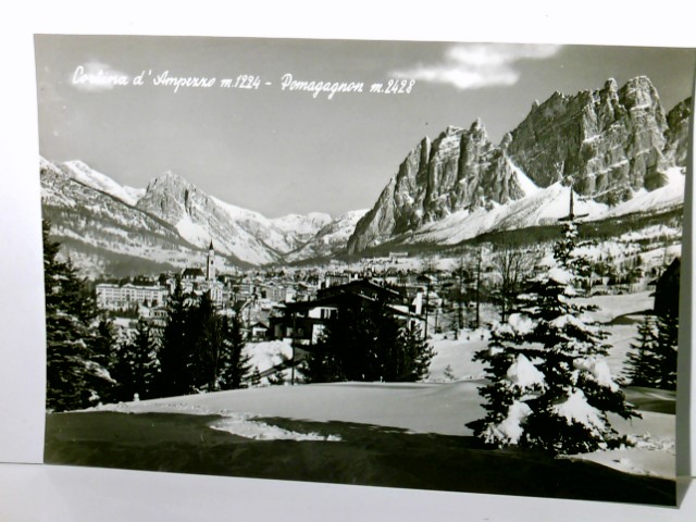 1920 AMPEZZOTAL Blick vom Boite Bach nach Cortina un dem Pomagagnon Postkarte 