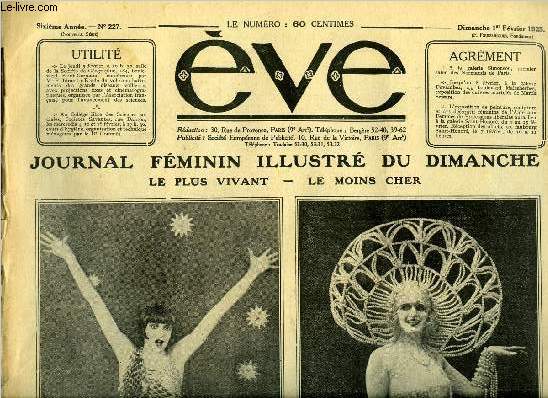 Eve n° 227 - Florence Kolinsky, une des 18 hoffman girls, et la beauté latine, Les nouveaux légionnaires, La transfusion du sang, Robe de bébé et com