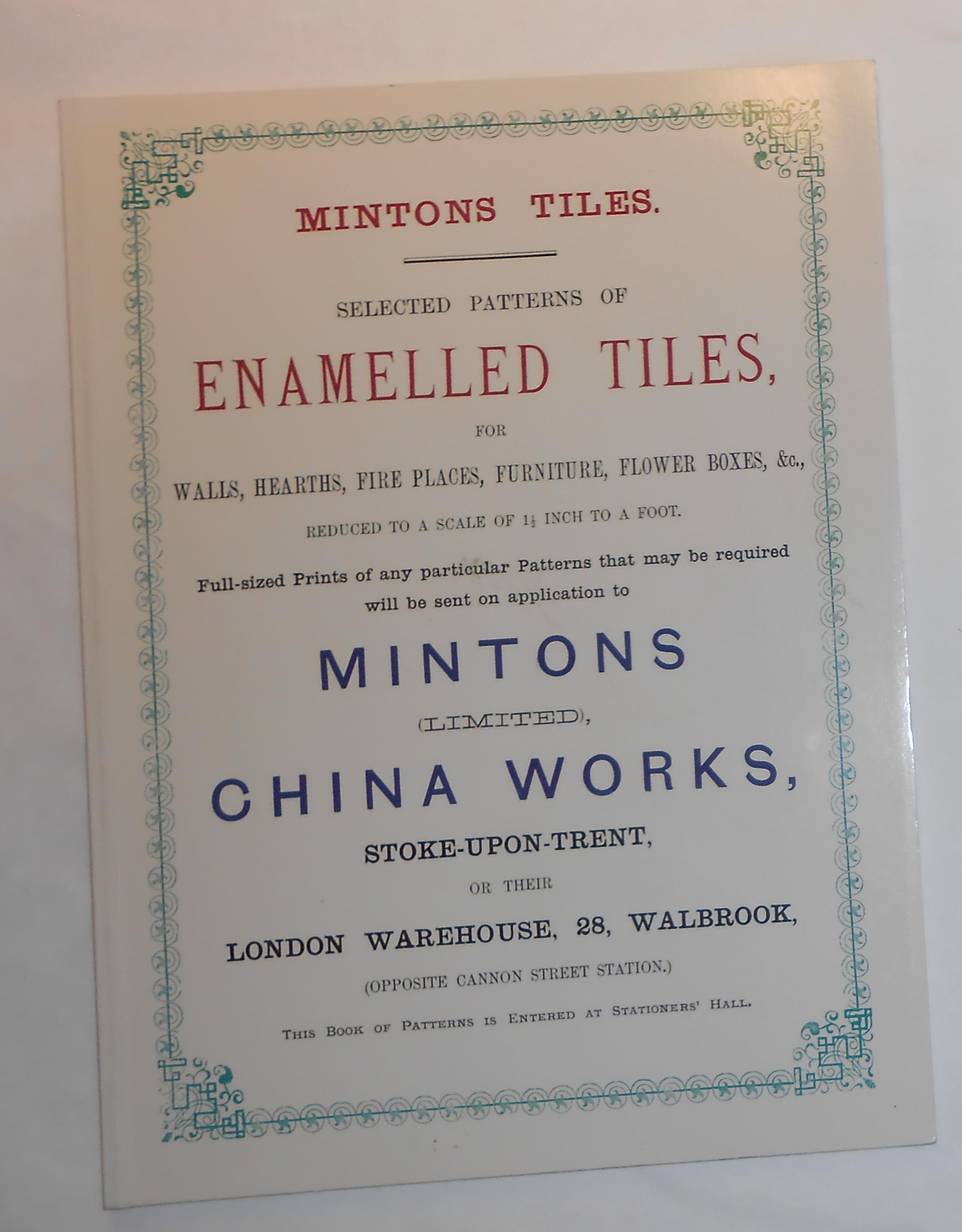 Mintons Tiles - Selected Patterns of Enamelled Tiles etc. - JONES, Joan (foreword) Chris Blanchett (intro)