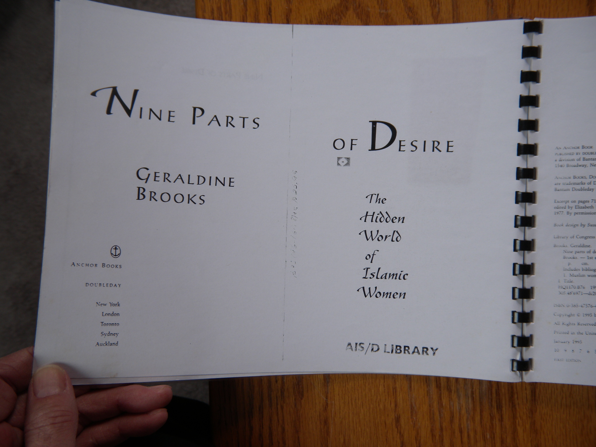 Nine Parts of Desire The Hidden World of Islamic Women. (Galley Proof