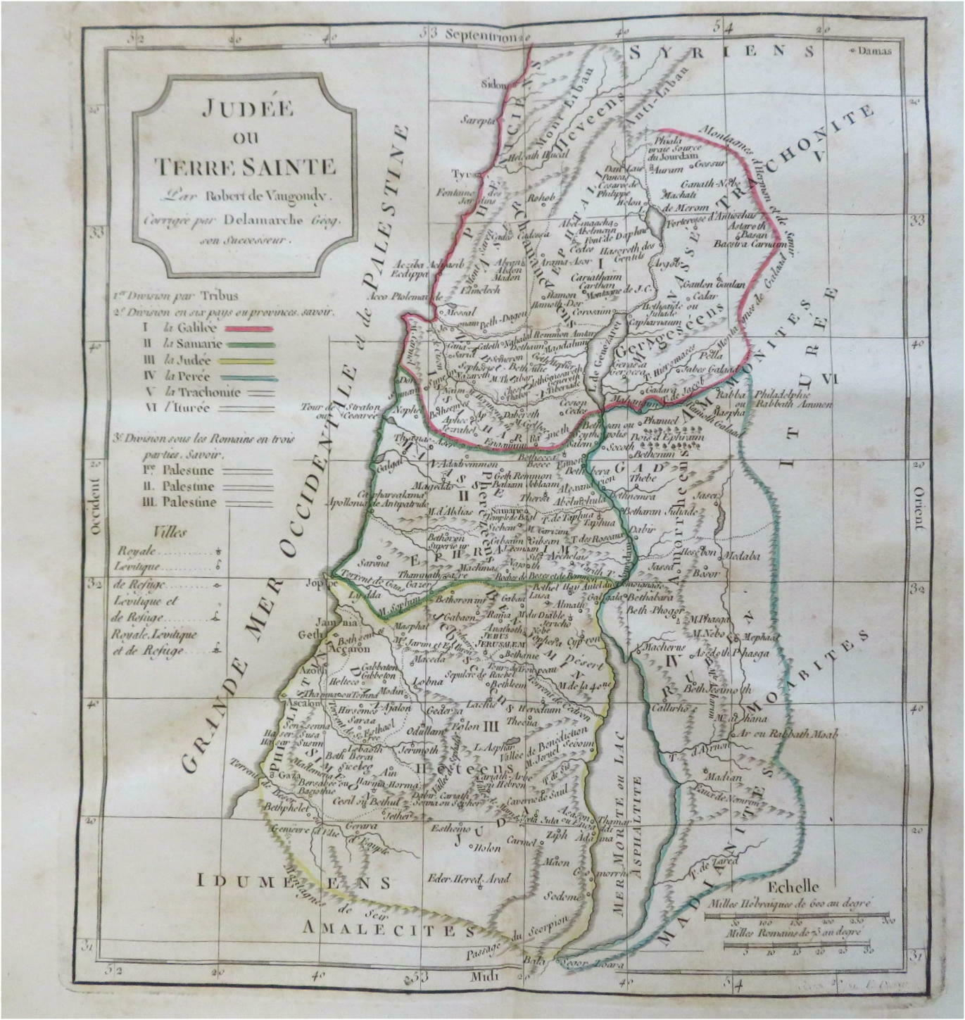 Holy Land Israel Palestine Judea C 1795 1806 Vaugondy Delamarche