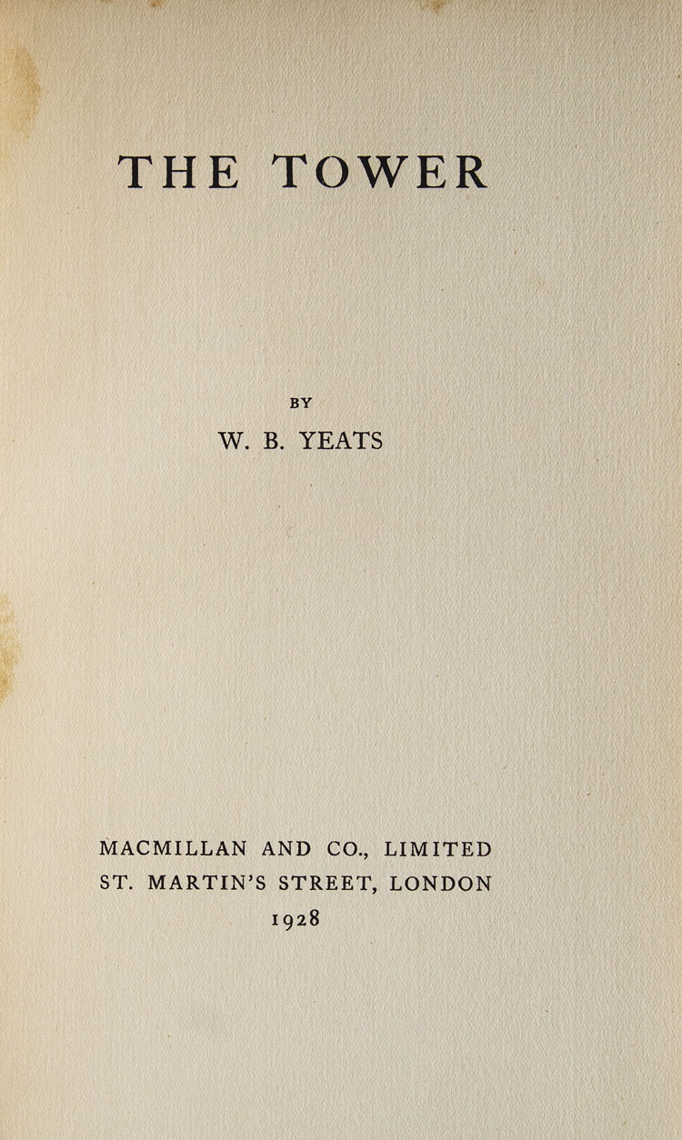 The Tower by Yeats, William Butler: (1928) | James Cummins Bookseller, ABAA