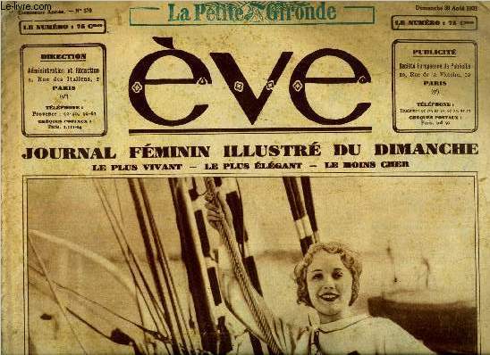 Eve n° 570 - Les joies du yachting, Petites coutumes : les parfums, les cigarettes, Norma Shearer la souriante, Gilet ou dessus de blouse au crochet,