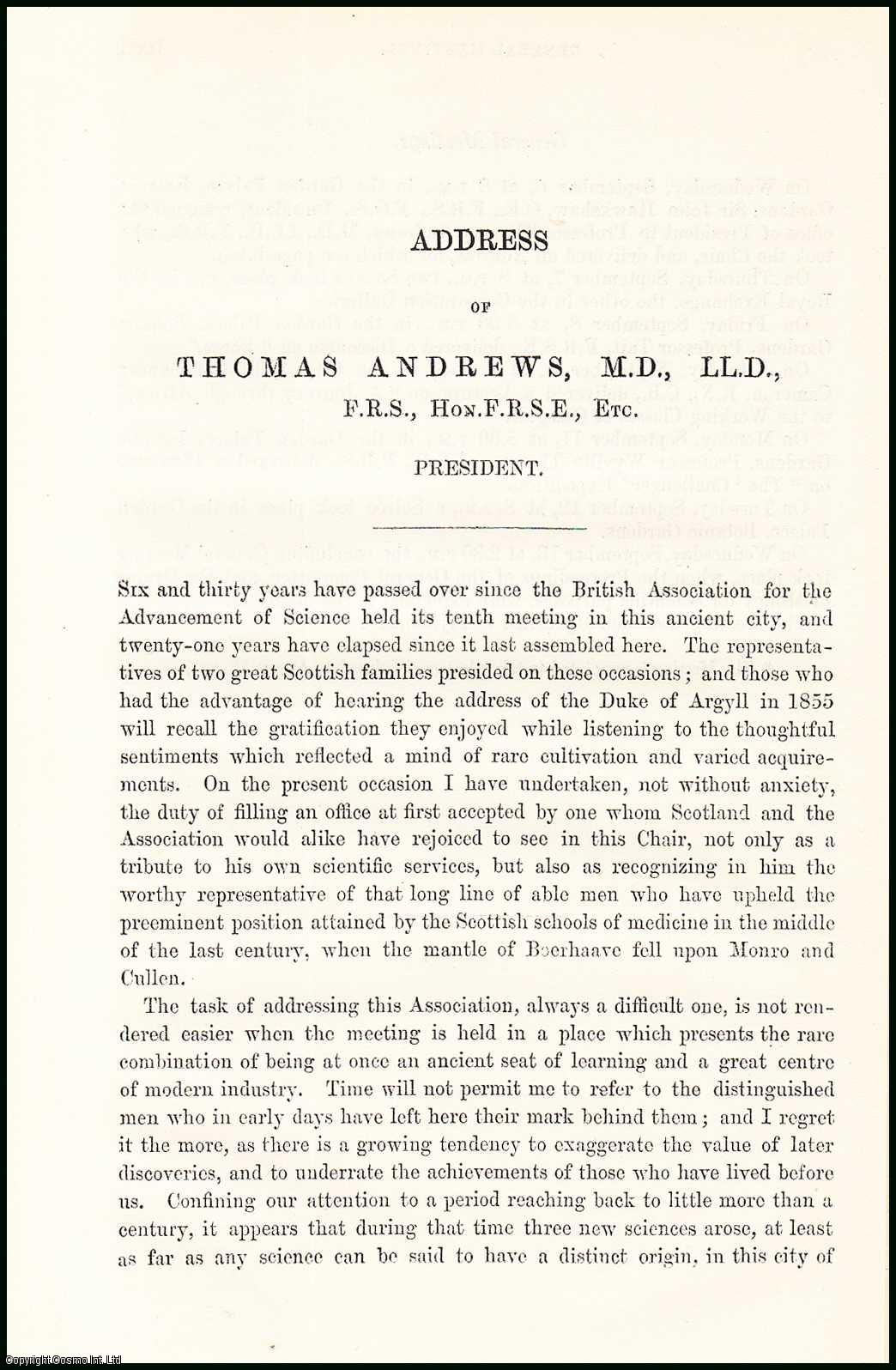 Thomas Andrews, Presidential Address, 1876 to the British Association