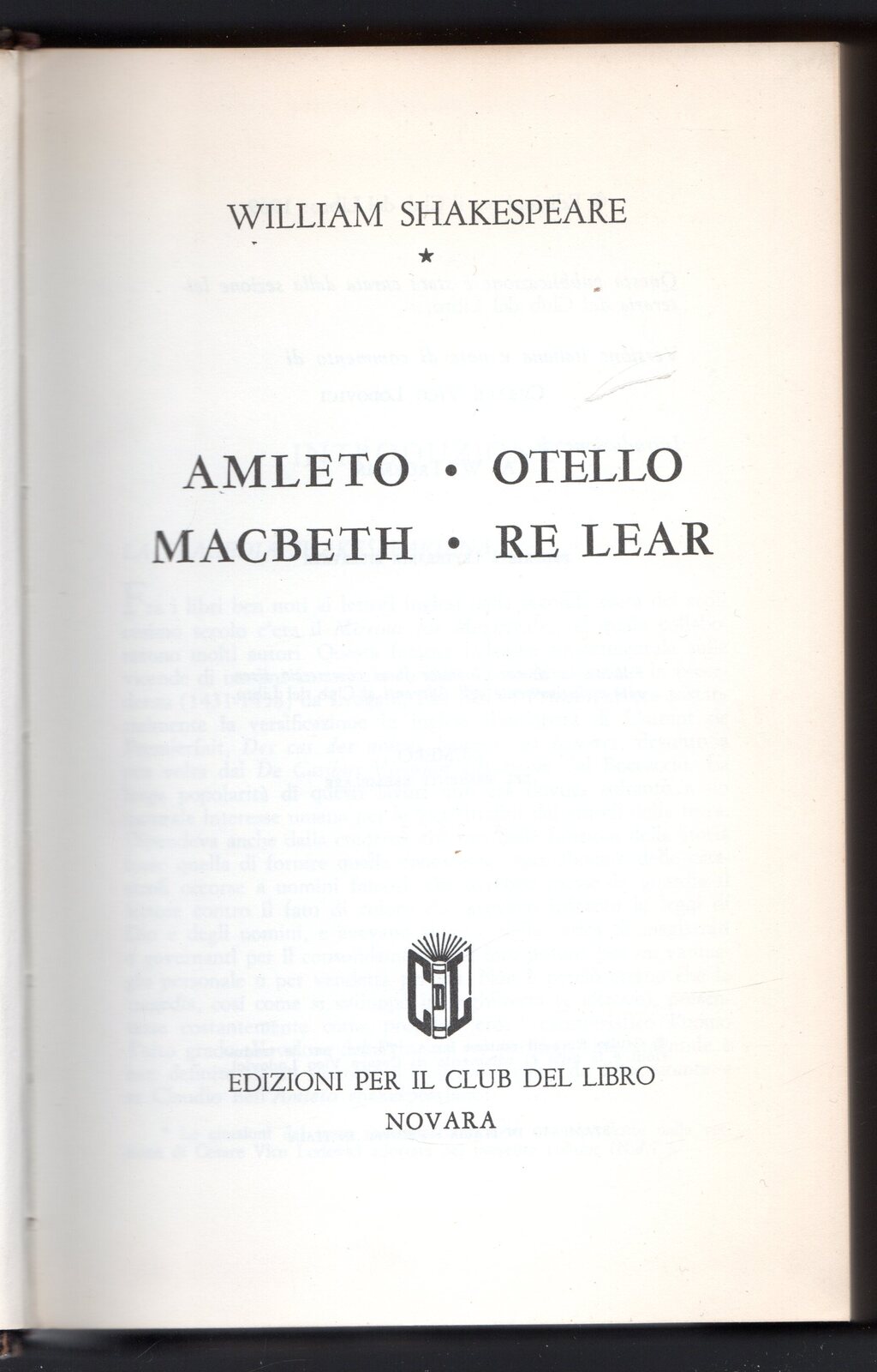 Amleto - Otello - Macbeth - Re Lear by Shakespeare William
