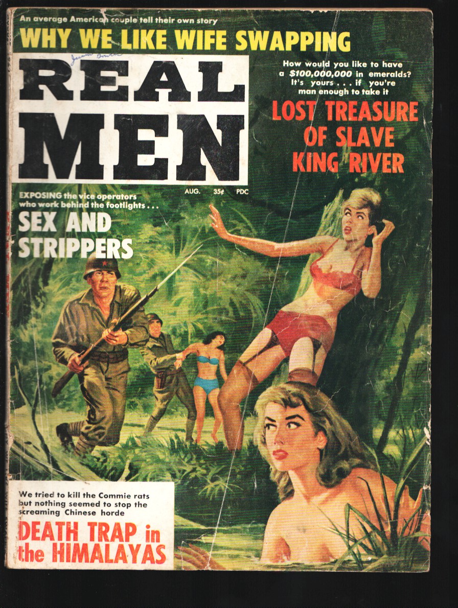 Real Men 9/1963-Bizarre cover art lingerie and stockings-Himalaya Death Trip-Cheesecake-pulp-sensationalism-G (1963) Magazineandnbsp;/andnbsp;Periodical DTA Collectibles