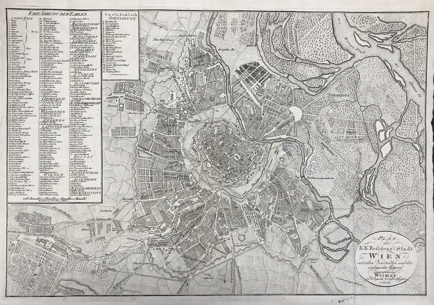 innere Stadt Historische alte Stadtkarte 1898: Wien B14 Stadtplan Österreich 