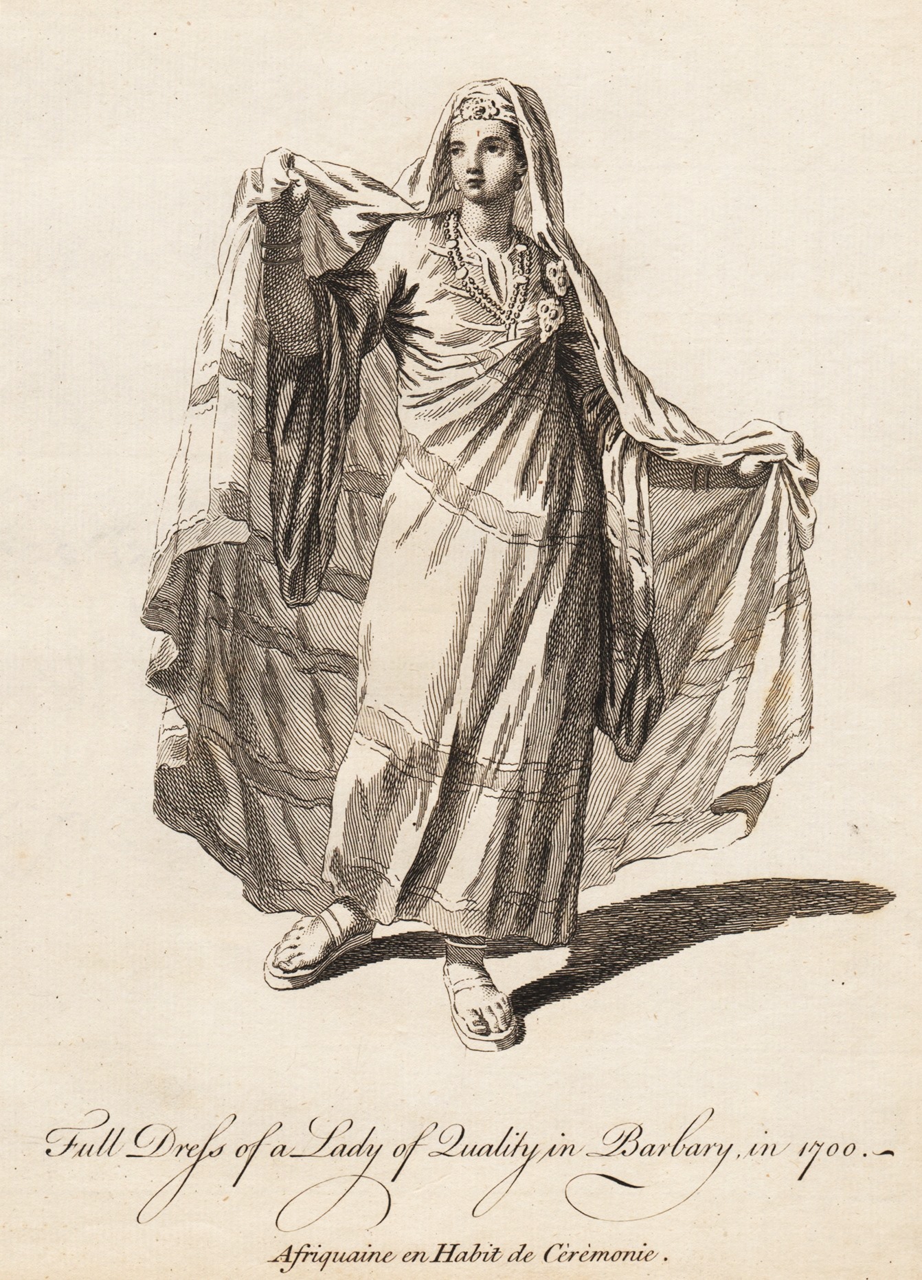 "Full Dress of a Lady of Quality in Barbary in 1700" - Frau Dame Barbary North Africa Afrika Trachten costumes costume Tracht [ ]