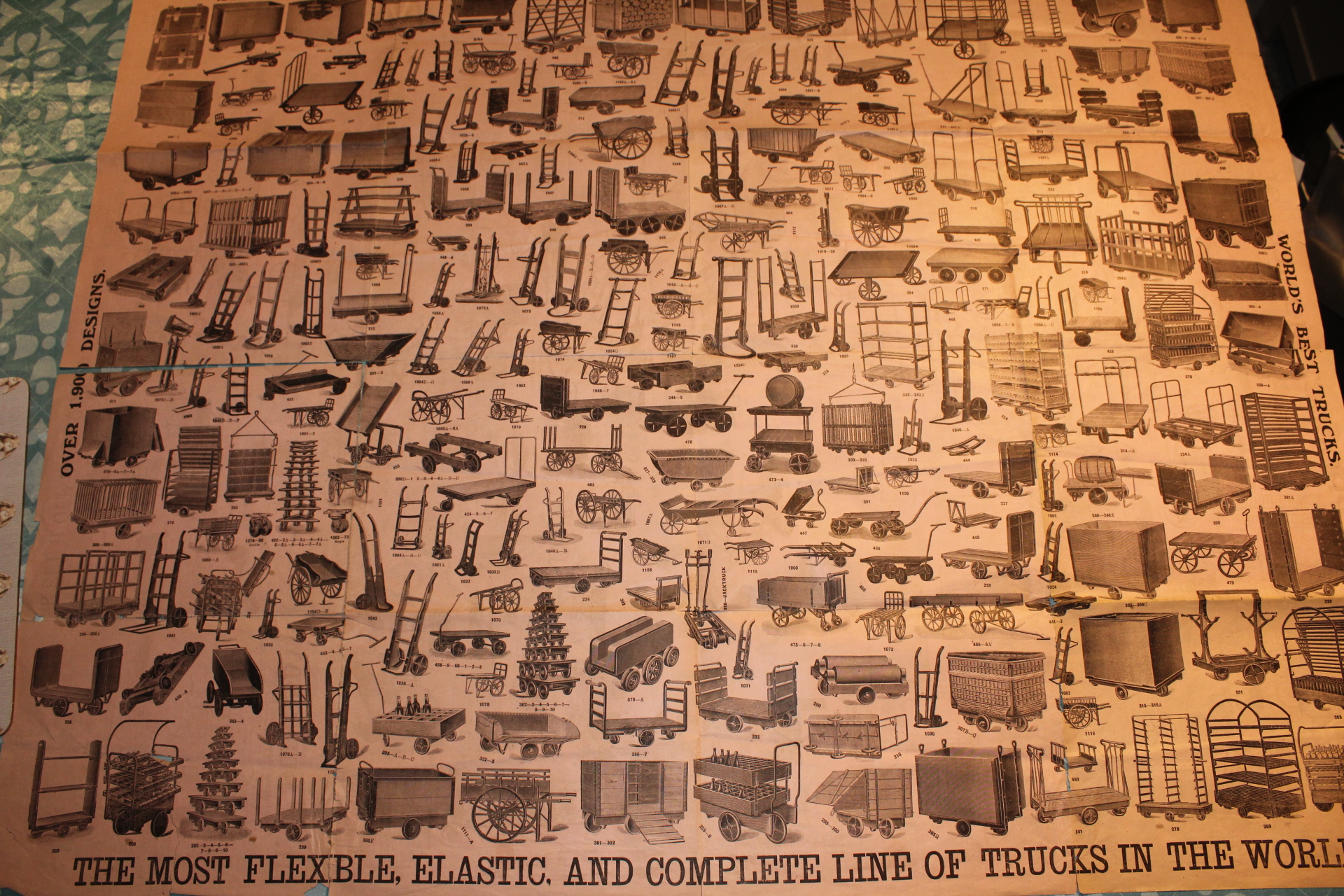 H. C. SLINGSBY, First International Truck Builder. VERY LARGE DOUBLE-SIDED POSTER illustating a huge range of hand-trolleys and trucks for sale. [F