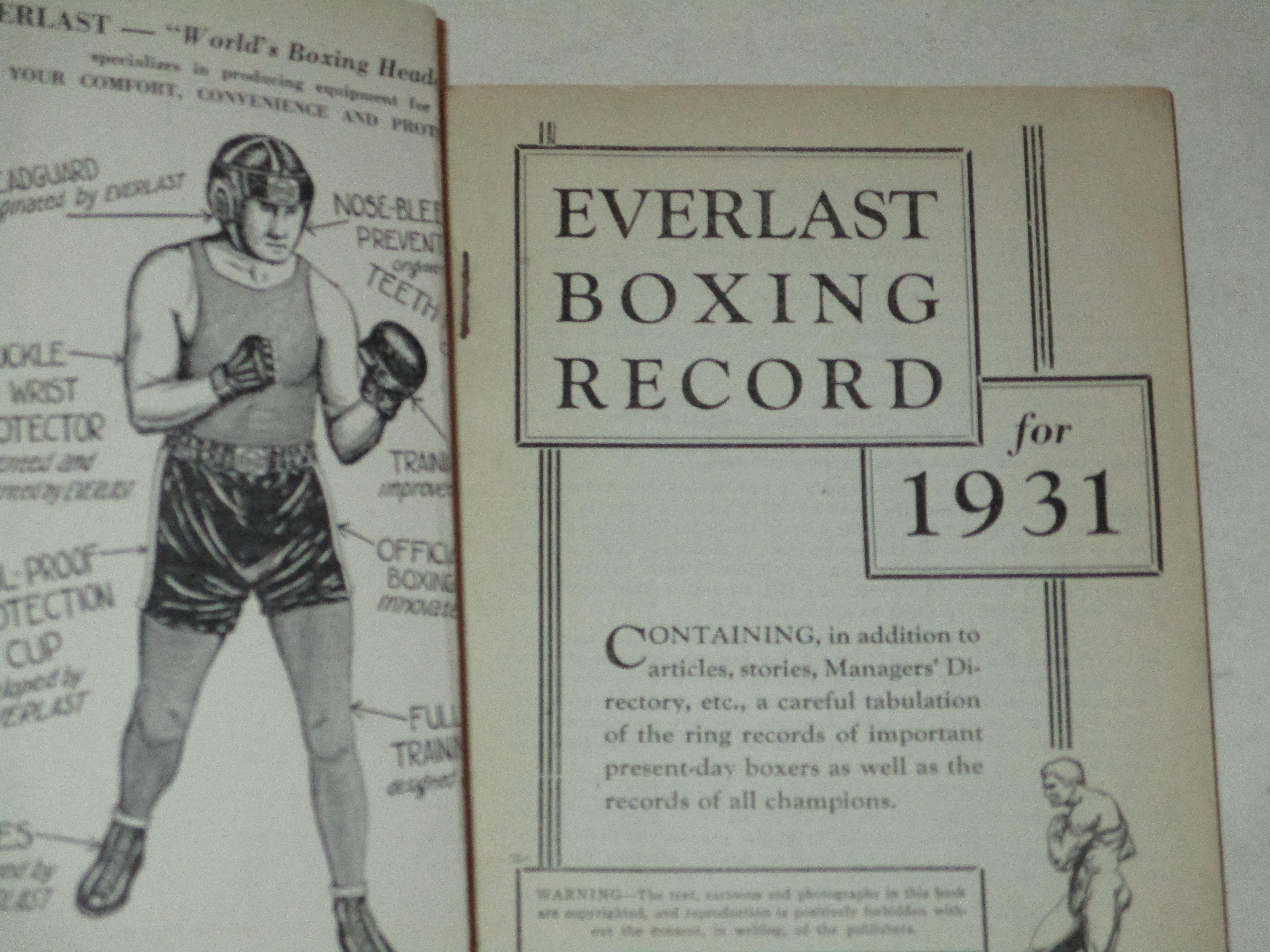 Everlast Boxing Record 1931 John Romano, editor [Satisfaisant] [Couverture souple]