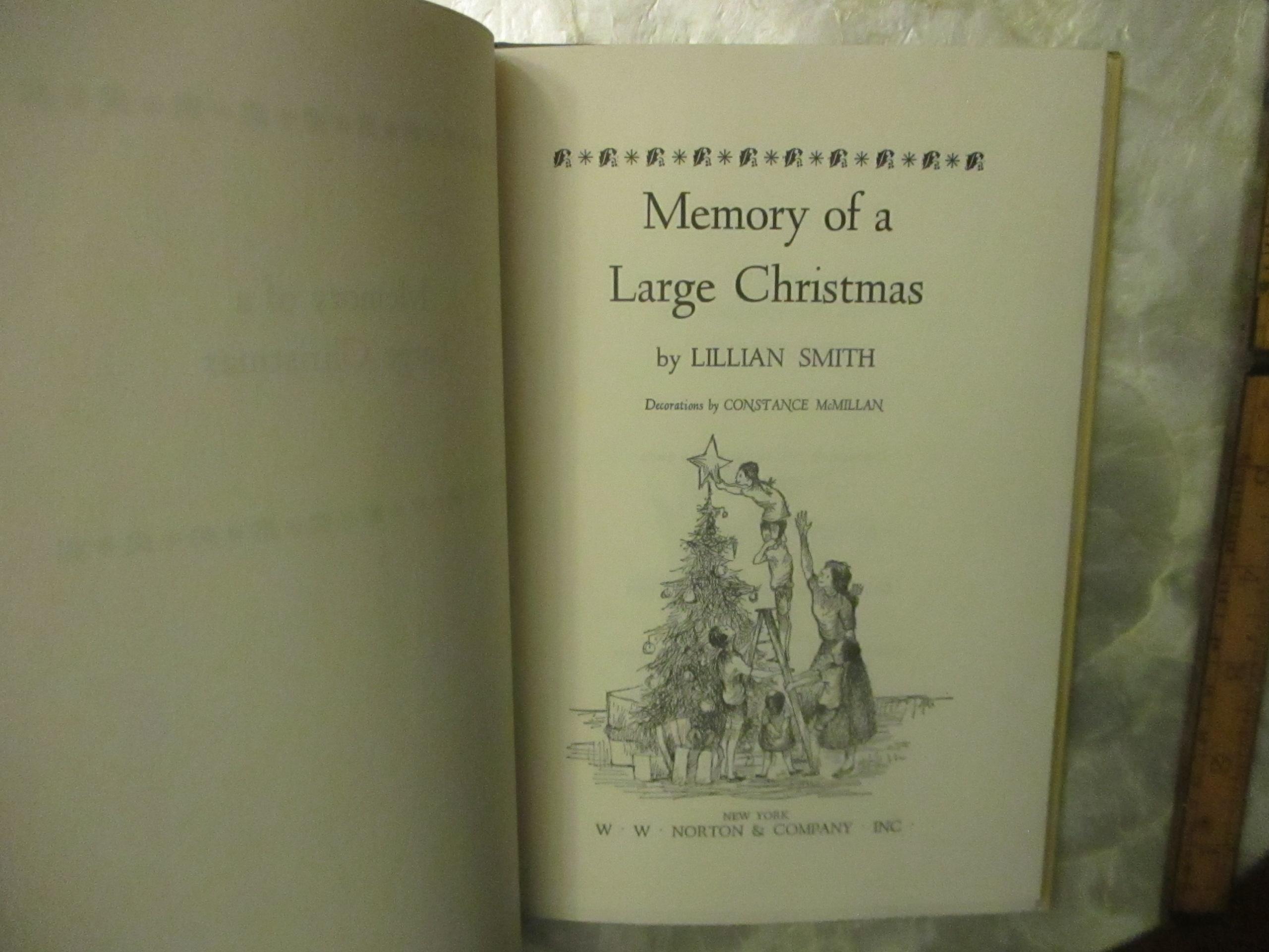 Memory of a Large Christmas Lillian Smith First Edition Signed