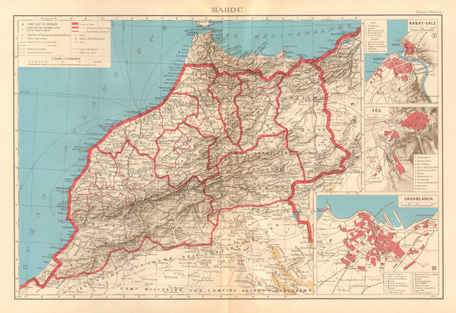 Maroc. Inset: Rabat-Salé; Fès; Casablanca Pollacchi, P [Good]