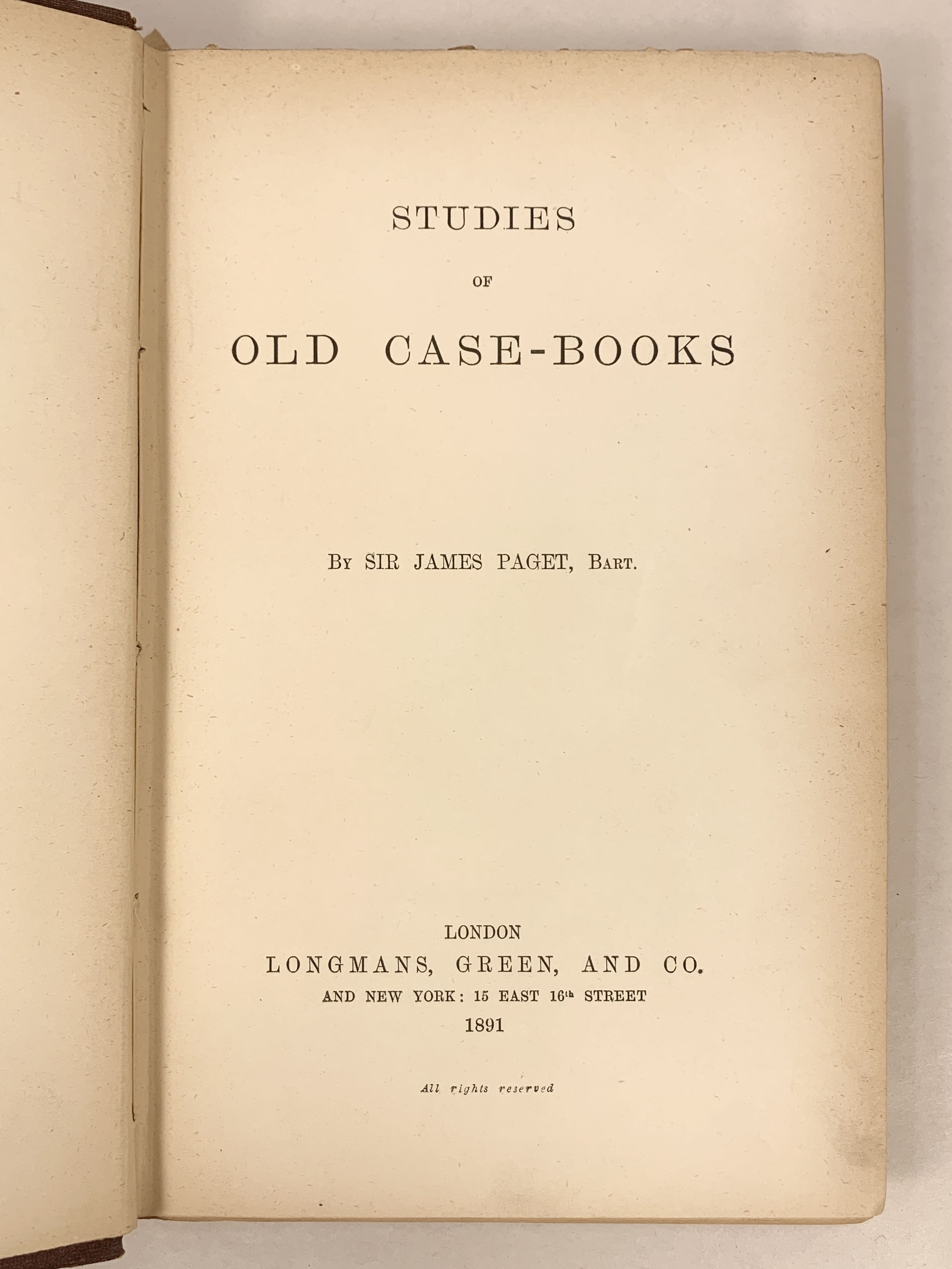 Studies of Old Case-Books by Paget, Sir James: Good Hardcover (1891 ...