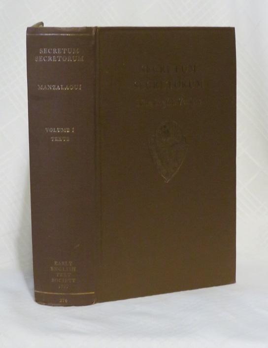 SECRETUM SECRETORUM: Nine English Versions: Volume I Text by Manzalaoui ...