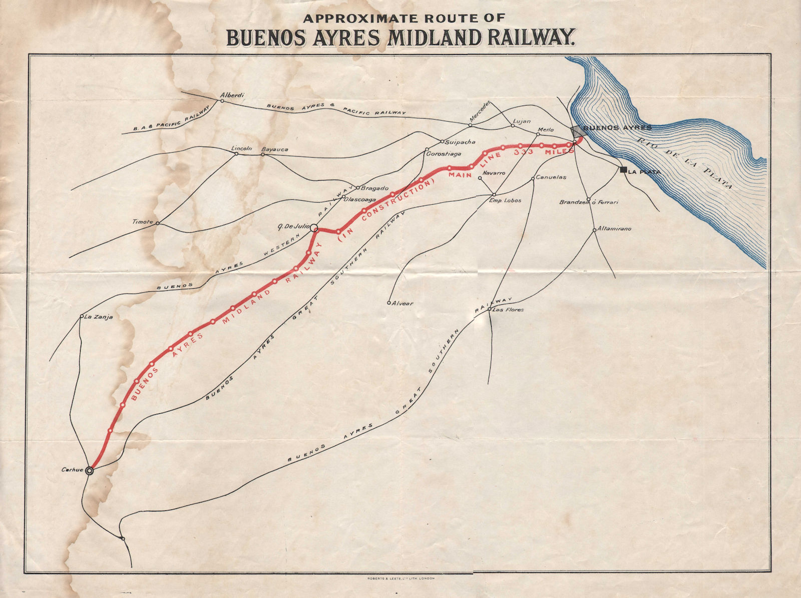 Argentina c.1908 Buenos Ayres Midland Railway A Pair of Maps During  Construction