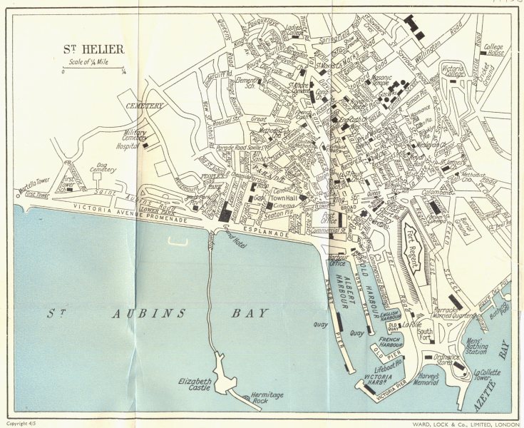 St Helier Jersey Map St. Helier By Ward Lock & Co: (1967) Map | Antiqua Print Gallery