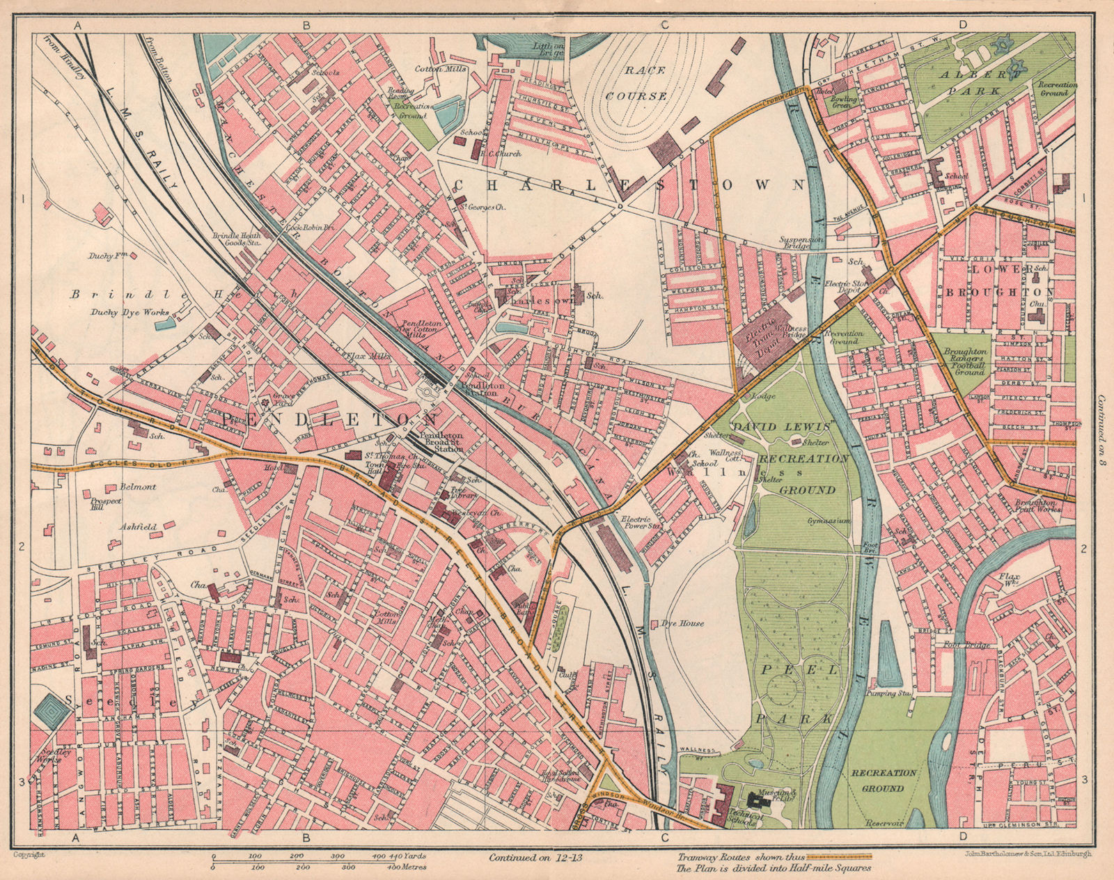 Salford Street Map 1960 Map Sections 6 & 7 - Pendleton And Environs] By Bartholomew, John: (1927)  Map | Antiqua Print Gallery