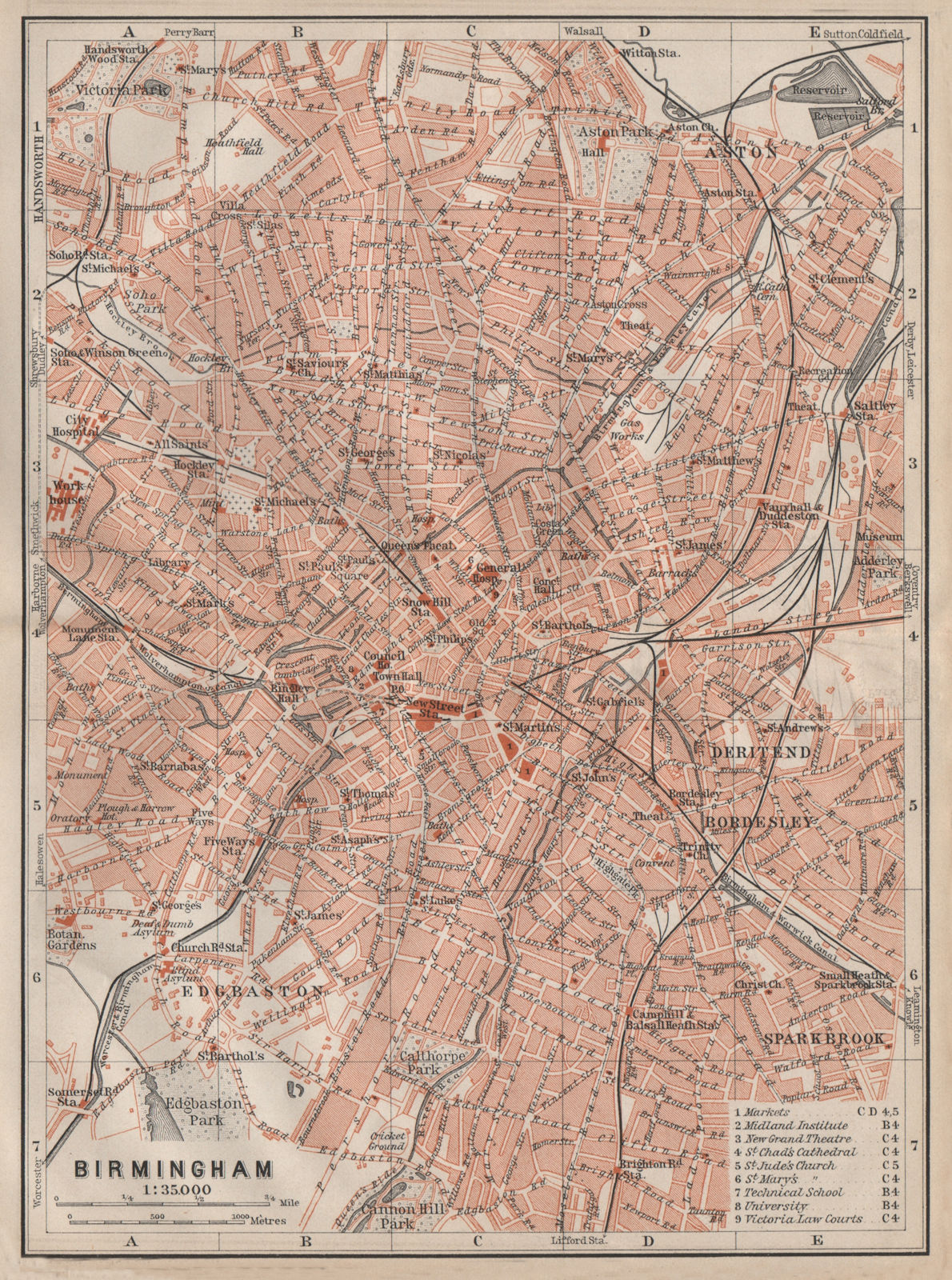 Wagner & Debes Atlas Original 1906 Antique Map Details about   Birmingham England 