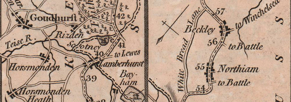 London to Rye inc.Maidstone,Farnborough,Tonbridge Replica 17c OGILBY Old  Map 