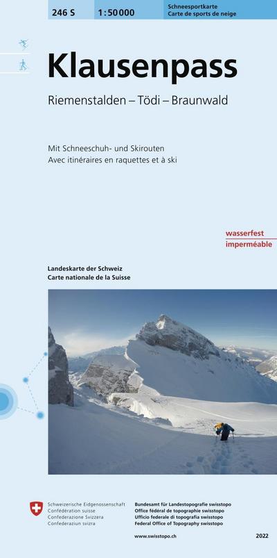 Swisstopo 1 : 50 000 Klausenpass : Riemenstalden - Tödi - Braunwald. Mit Ski- und Snowboardrouten - Collectif