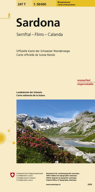 247T Sardona Wanderkarte : Sernftal - Flims - Calanda - Bundesamt für Landestopografie swisstopo