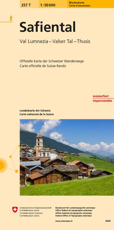 257T Safiental Wanderkarte : Lumnezia - Valsertal - Thusis - Bundesamt für Landestopografie swisstopo