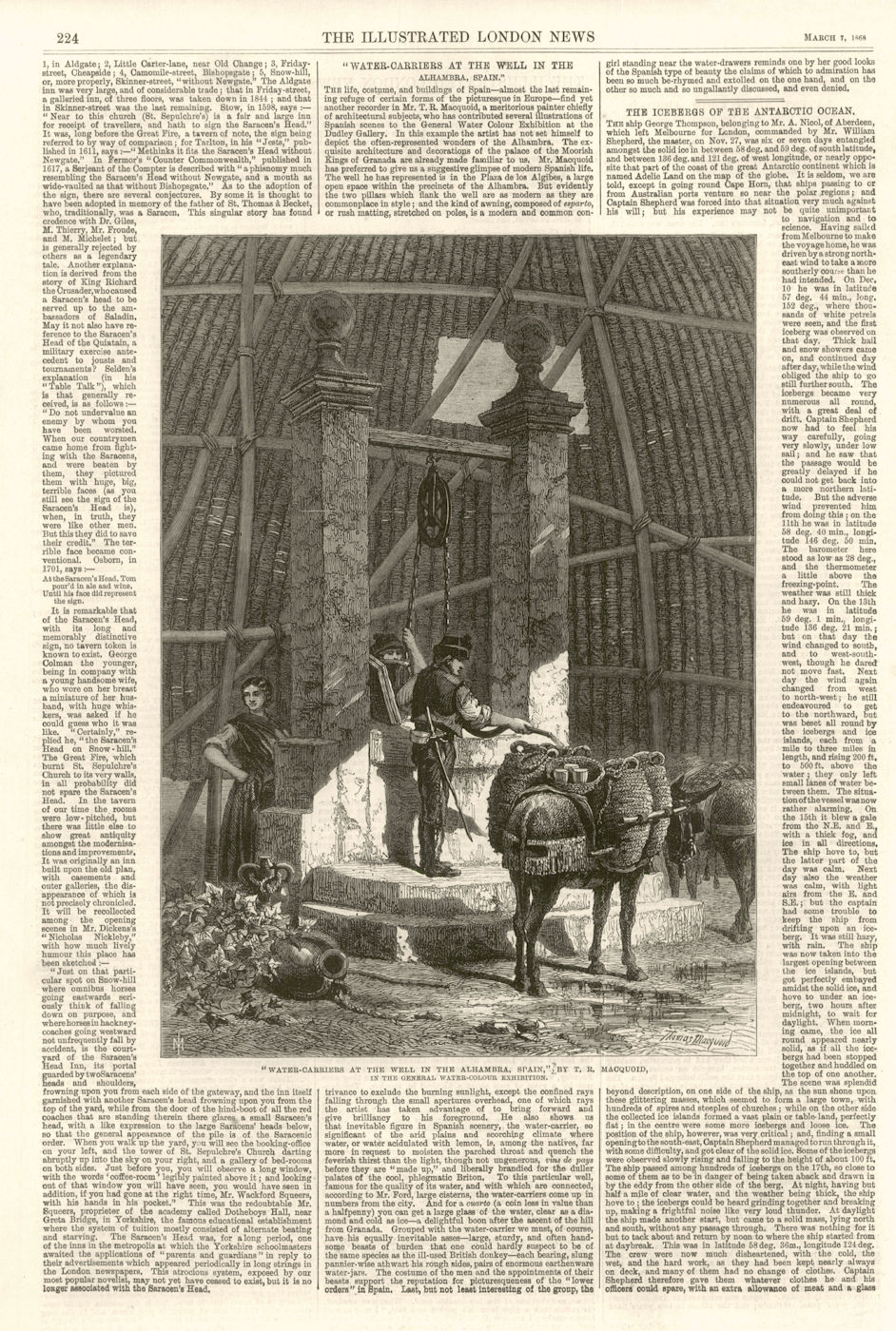 "Water-carriers at the well in the Alhambra, Spain", by TR Macquaid, in the general water-colour exhibition Illustrated London News [Good]